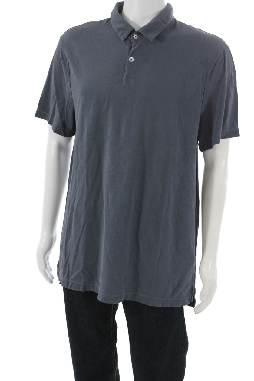 Standard James Perse Mens Gray Collared Short Sleeve Polo Cotton Size 3 gallery
