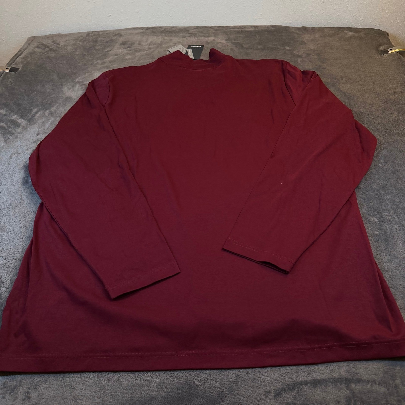 Murano Liquid Luxury Mock Neck Shirt Mens 3X Large Tall Burgundy Long Sleeve NWT gallery