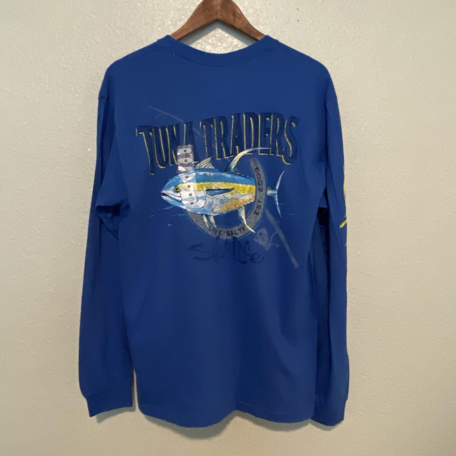 Salt Life NWT Men’s Long Sleeve Logo Shirt Medium Tuna Traders Royal Blue gallery