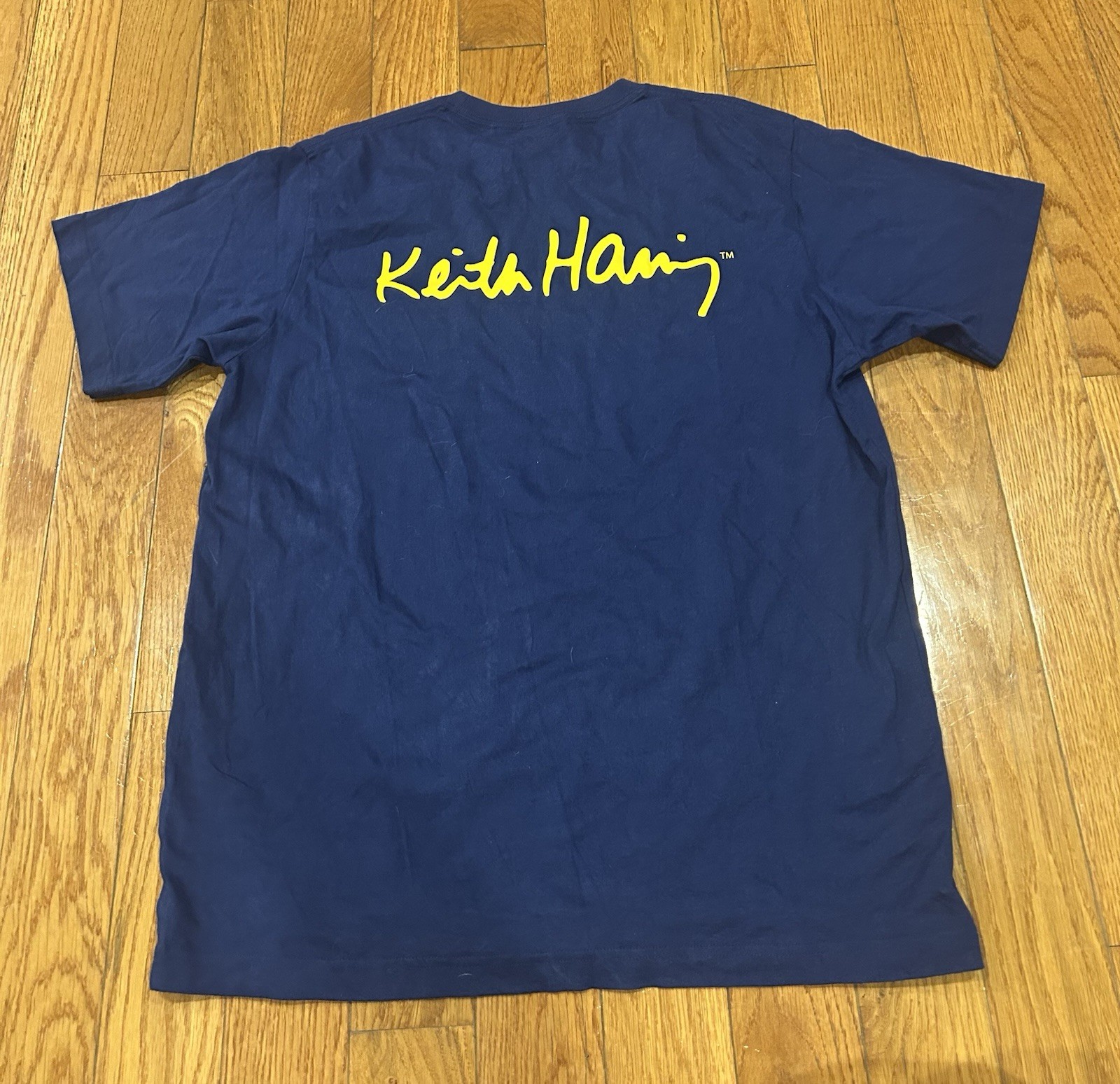 Keith Haring Uniqlo UT Shirt Large L Blue Pop Art Pocket Graphic Short Sleeve gallery