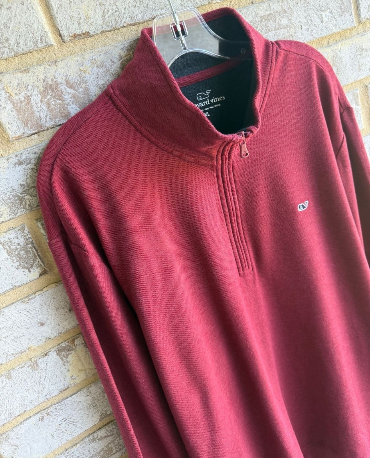 Vineyard Vines 100% Cotton Long Sleeve 1/4 Zip Burgundy Shirt Men's Size XL gallery