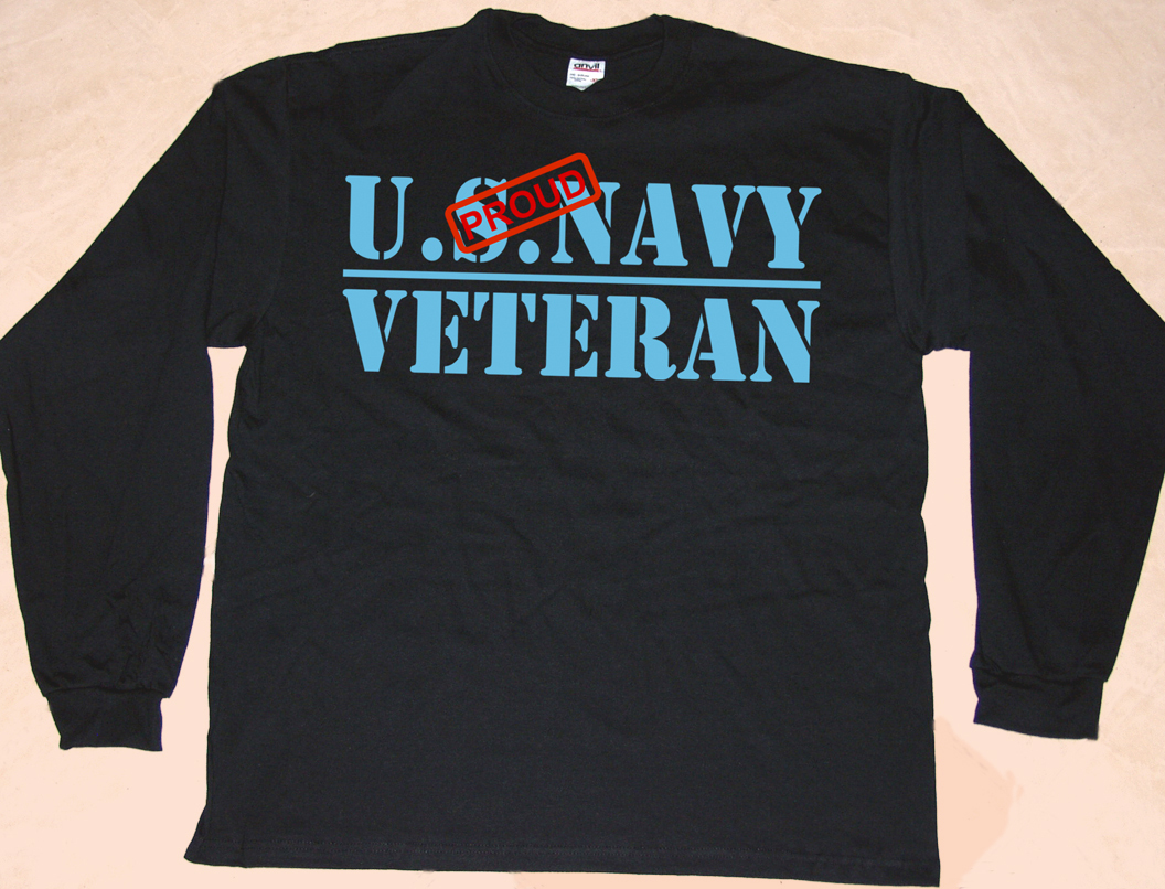 Navy T-Shirt, Long Sleeve, Military Hero, U.S.Navy Veteran, Proud, 100%Cotton gallery