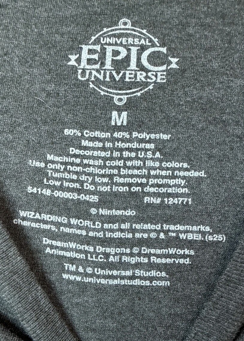Universal Studios Epic Universe Opening Day T-Shirt Adult Size Medium Gray NEW gallery