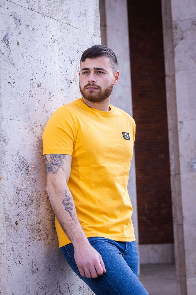 🔵 MODERNIST MODT001 OCHRE YELLOW CREWNECK CREW NECK T-SHIRT NEW SS22