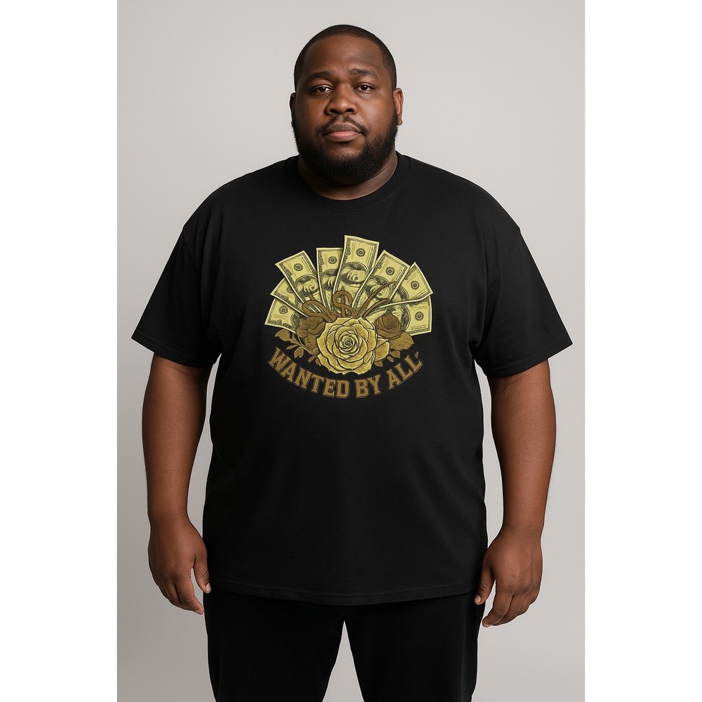 Brooklyn Vertical Black Graphic T-Shirt Money Rose Wanted By All 3XL