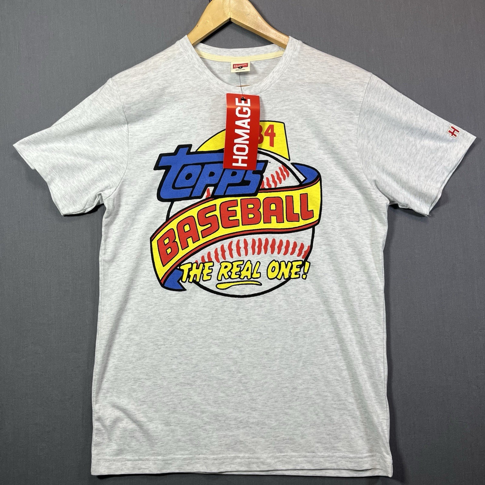 Topps T-Shirt Shirt Homage 1984 Baseball The Real One Small Adult Gray NWT