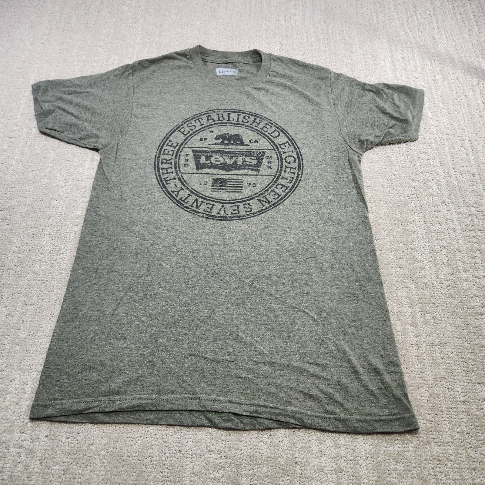Levis Shirt Men Medium Stretch Military Green California Republic gallery
