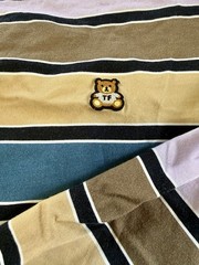 Teddy Fresh Striped Purple Blue Tan Long Sleeve Crew Neck Size M