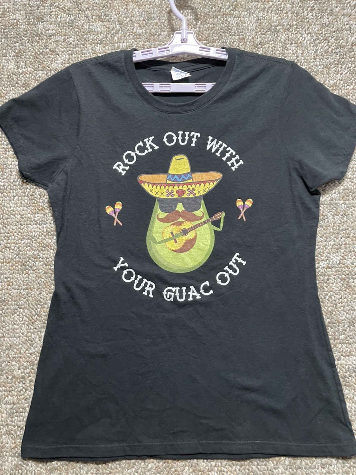 Rock Out With Your Guac Out Funny T-Shirt Avacado Guacamole Salsa Vegan Sz M gallery