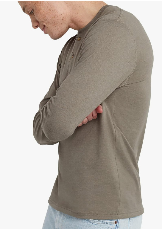 Hanes Comfortblend Originals T-Shirt, Long Sleeve Cotton Henley for Men-SMALL gallery