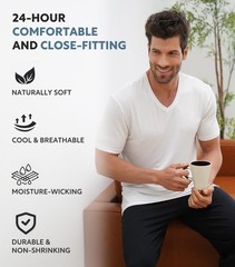Men’s Undershirts Combed Cotton T-Shirt Soft Moisture-Wicking T-Shirts V Neck…