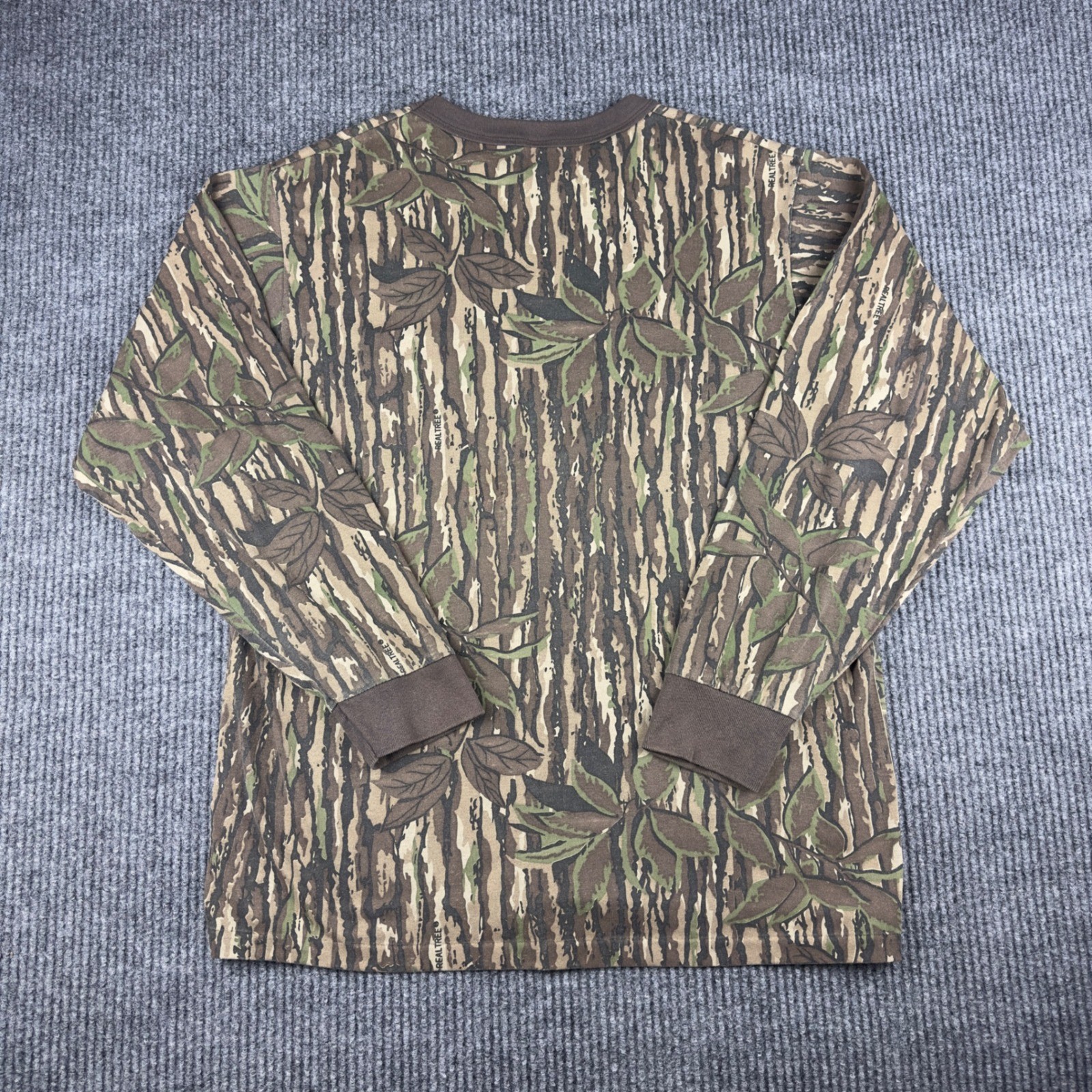 Vtg Realtree Camo Long Sleeve Pocket T-Shirt Mens Brown Bark Hunting Top Flaw gallery