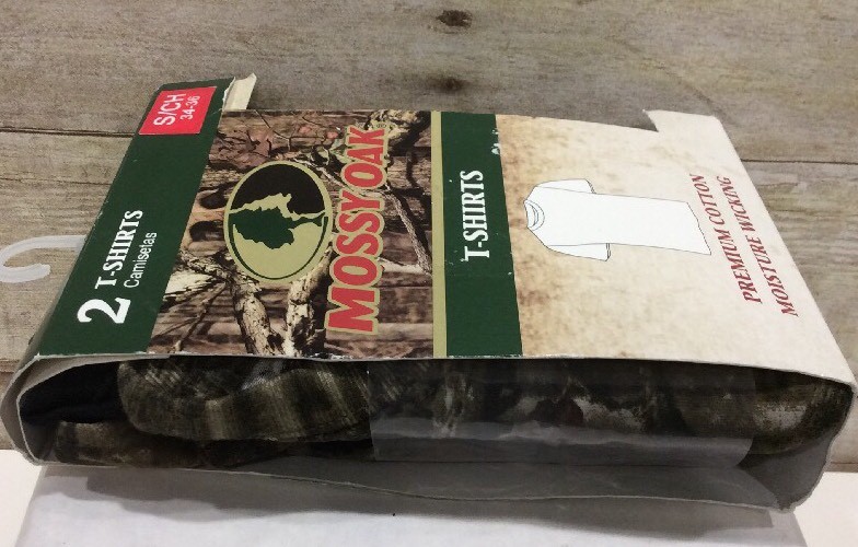 MOSSY OAK 2-PACK T SHIRT 1 CAMO 1 BLACK SIZE Small CHEST 34-36 NEW IN PACKAGE gallery