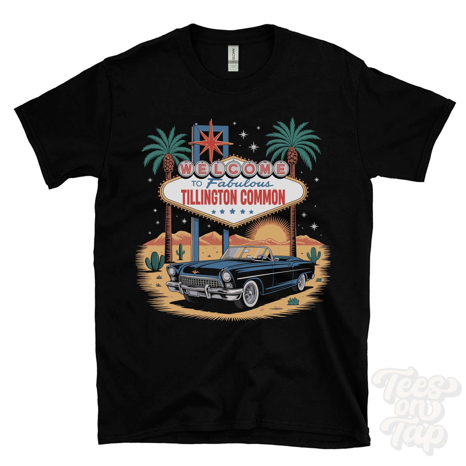 TILLINGTON COMMON LAS VEGAS SIGN PARODY FUNNY T-SHIRT aboyne aberdeenshire