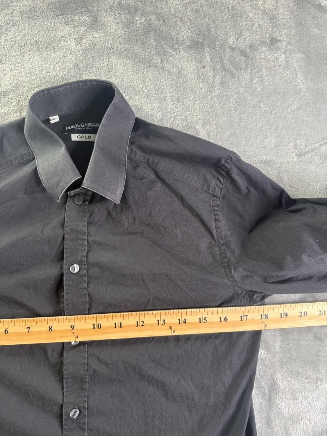 Dolce & Gabbana Gold Men's Dress Shirt Black Cotton Slim Fit Size 15 38 Italy gallery