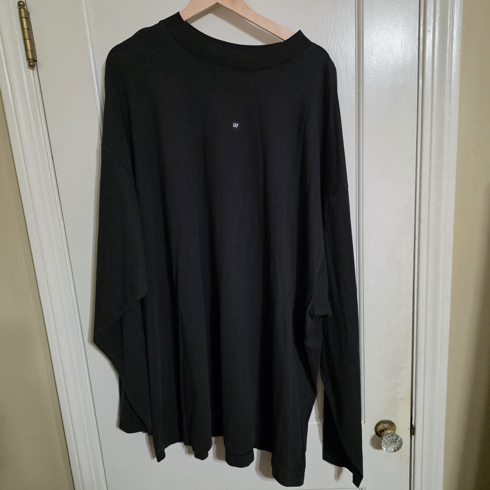 Yeezy Gap Balenciaga Heavy Jersey Logo Tee Size XXL Black Longsleeve gallery