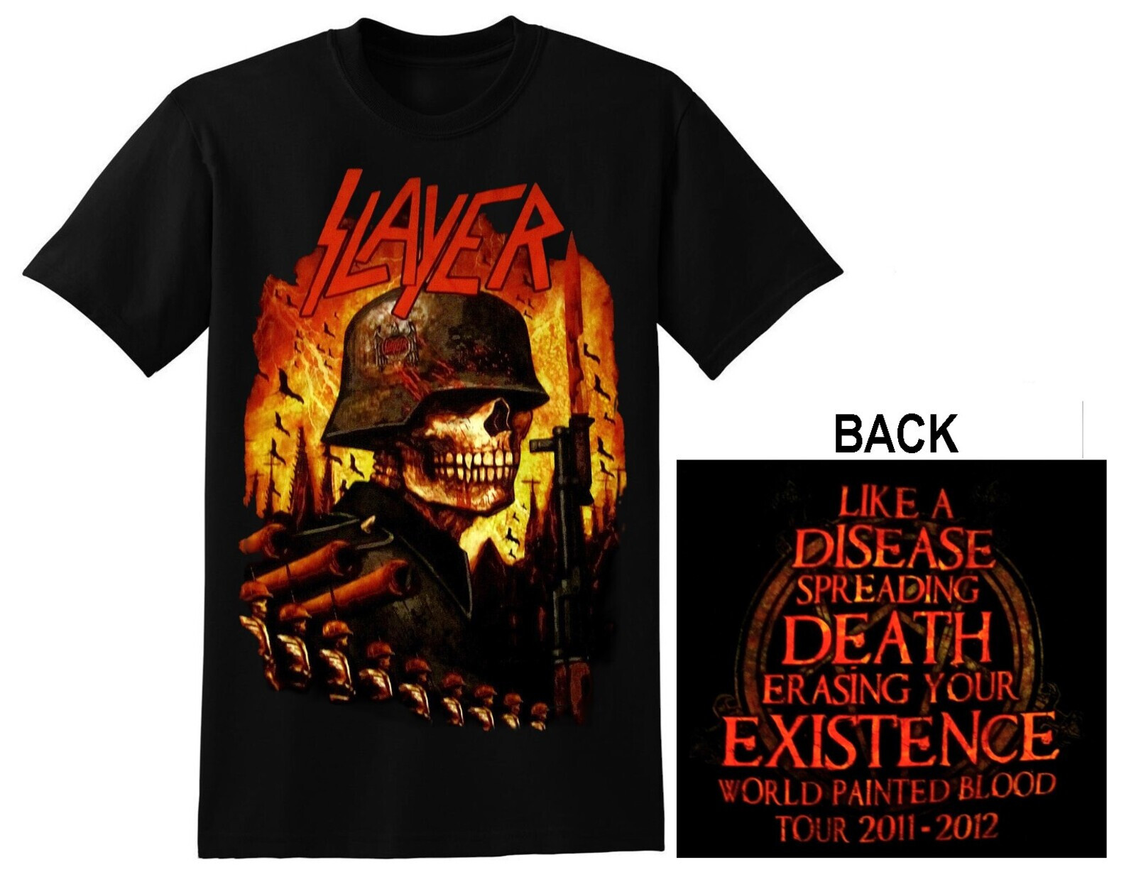 SLAYER cd lgo World Painted Blood INVASION Official 2-Sided SHIRT SMALL New oop