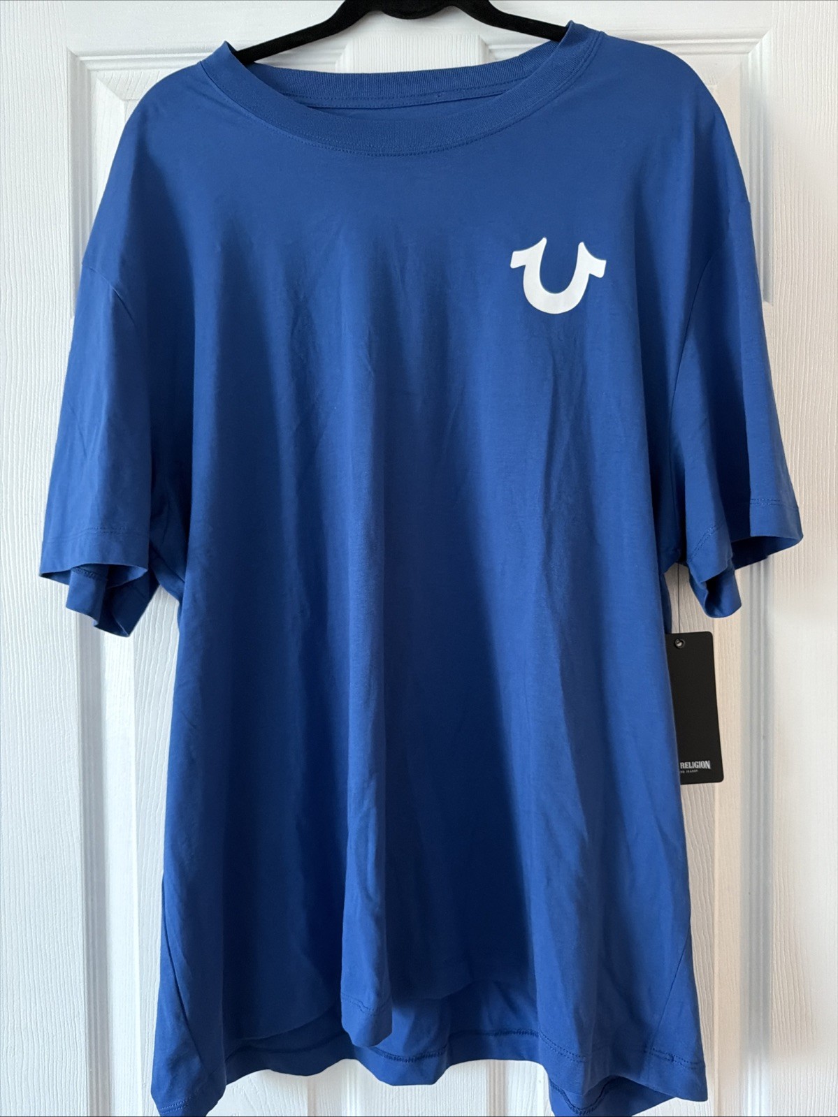 NWT True Religion Mens Buddha Horseshoe 100% Cotton Logo T-Shirt Blue 2XL $62 gallery