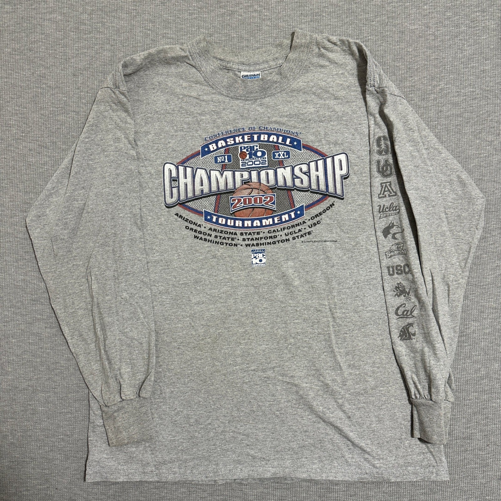Vintage 2002 Pac-10 Basketball Championship Tournament Gray Long Sleeve Shirt L gallery