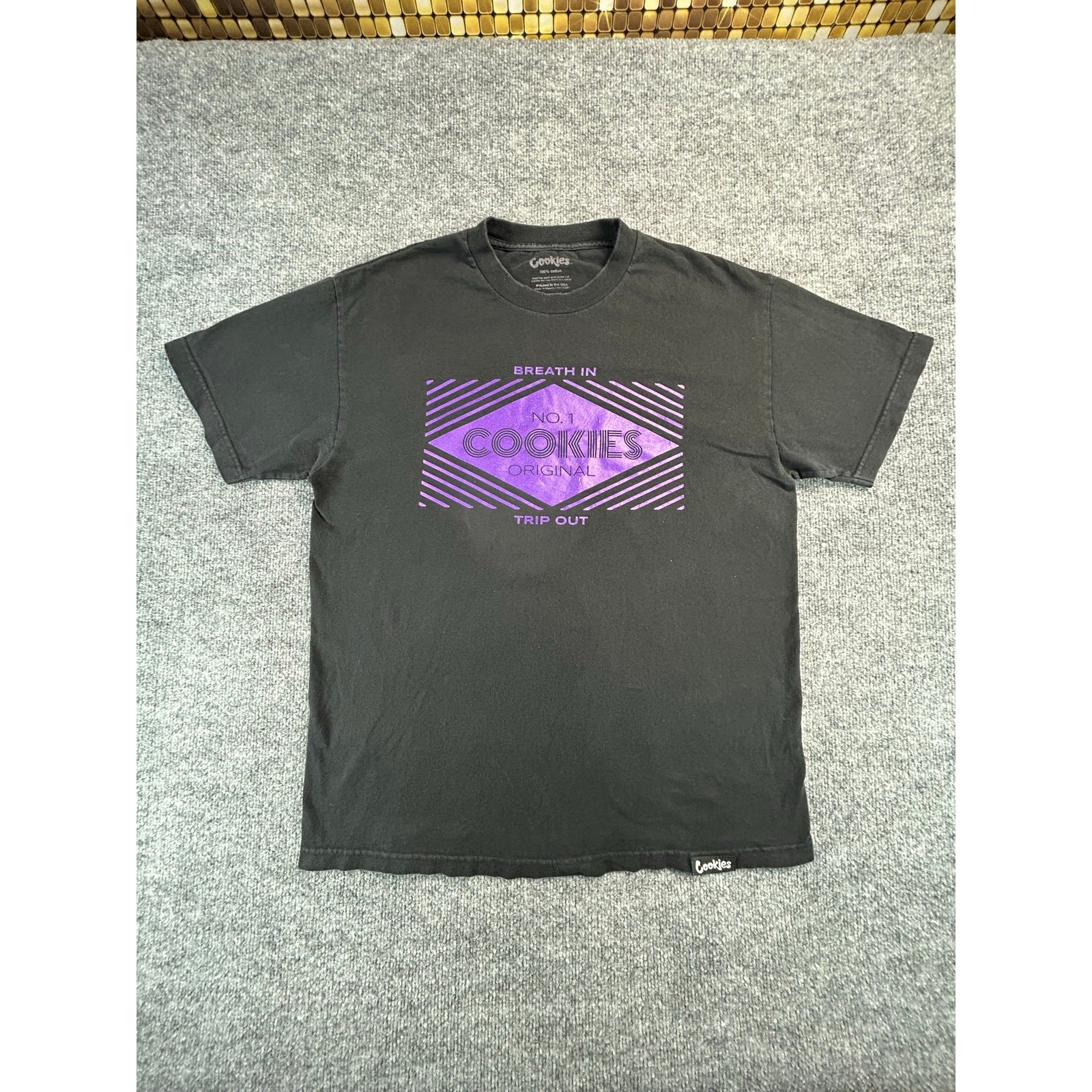 Cookies Original Graphic T Shirt Men’s L Black Purple Logo Streetwear Cotton Tee