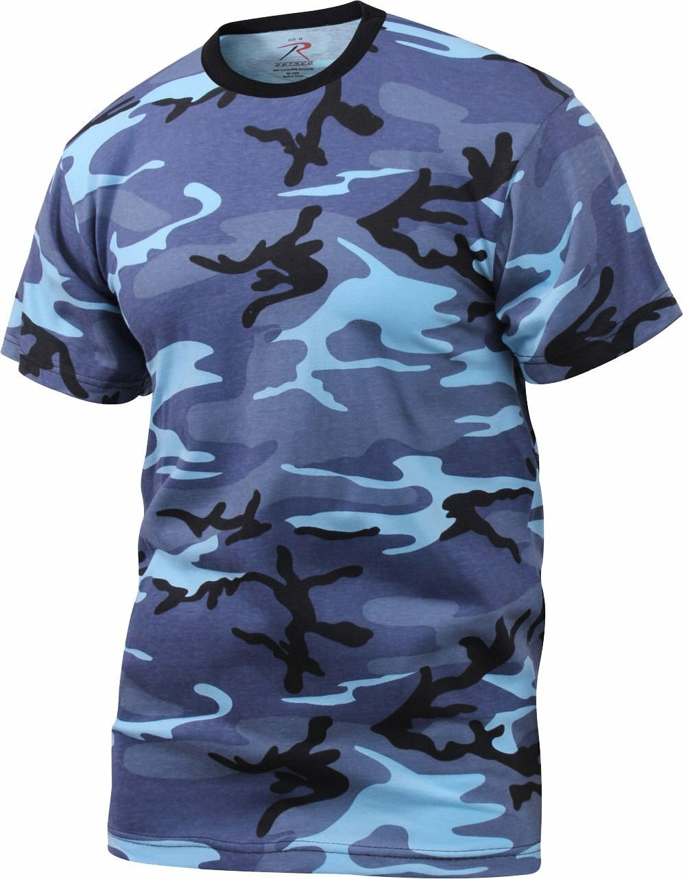 Mens Sky Blue Camouflage Tactical Military Short Sleeve T-Shirt gallery