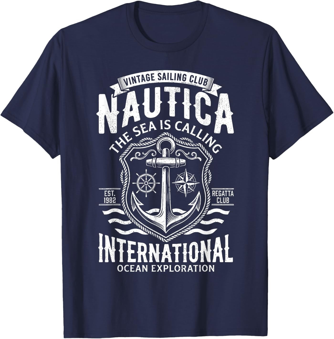 Nautica International Vintage Sailing Club Anchor Emblem Unisex T-Shirt gallery