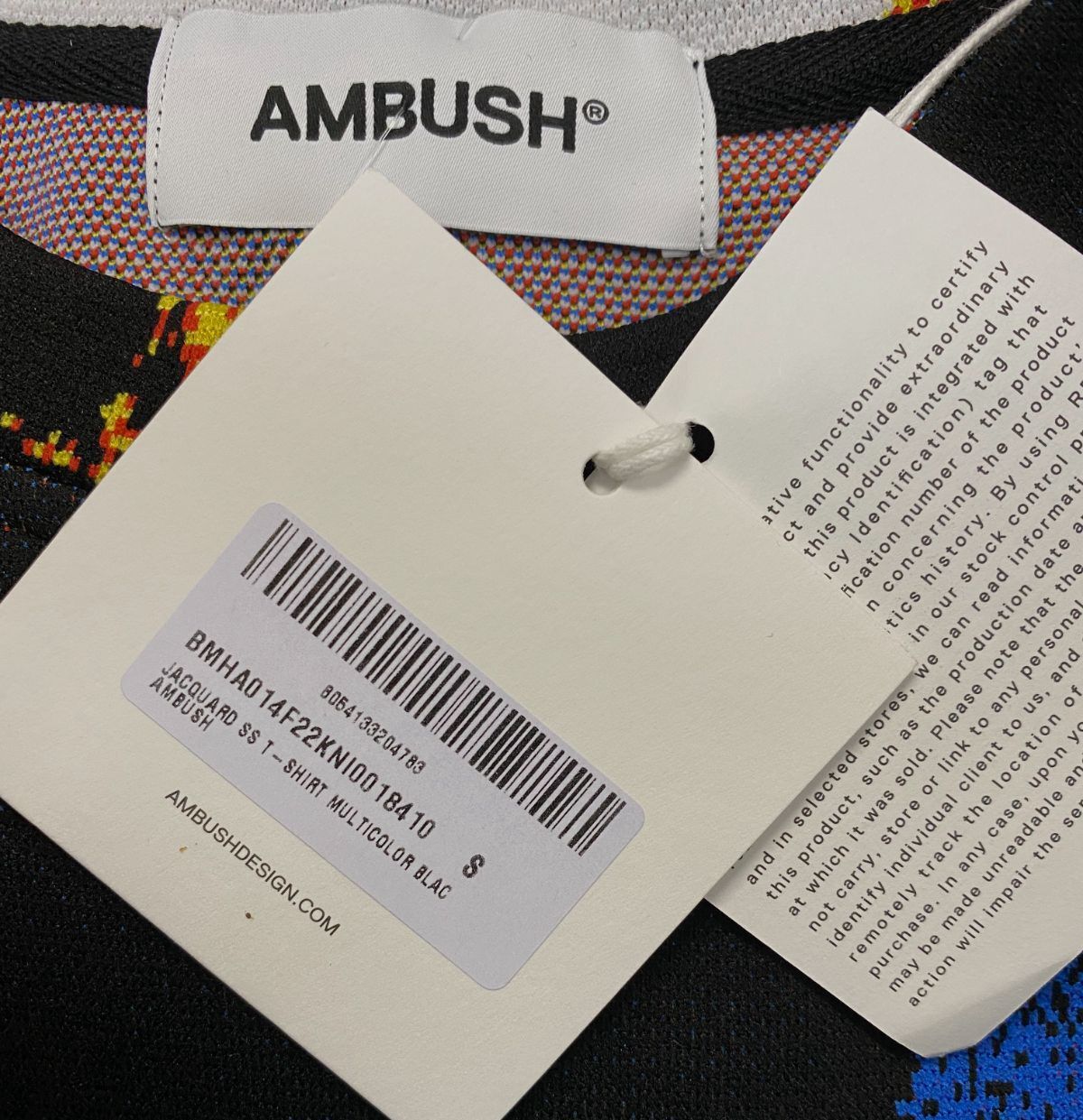 $520 Ambush Men's Black Cotton Multicolor Short Sleeve Crewneck T- Shirt Size S gallery