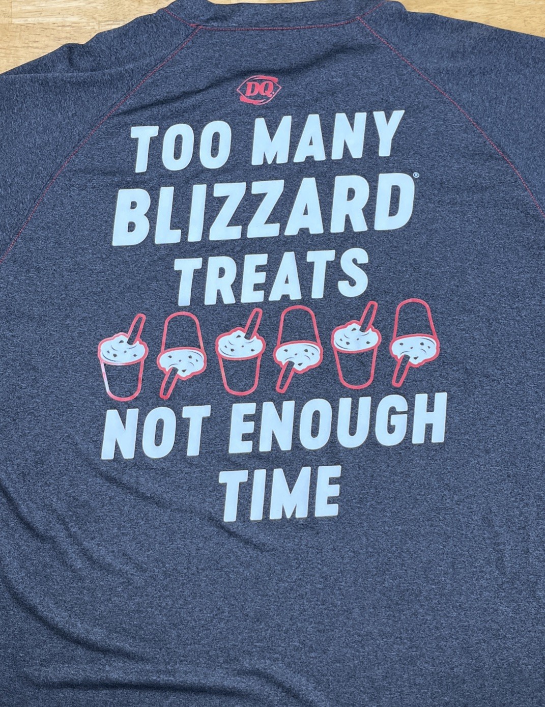 Dairy Queen Gray Employee Shirt Size XL Too Many Blizzard Treats Not Enough Time gallery