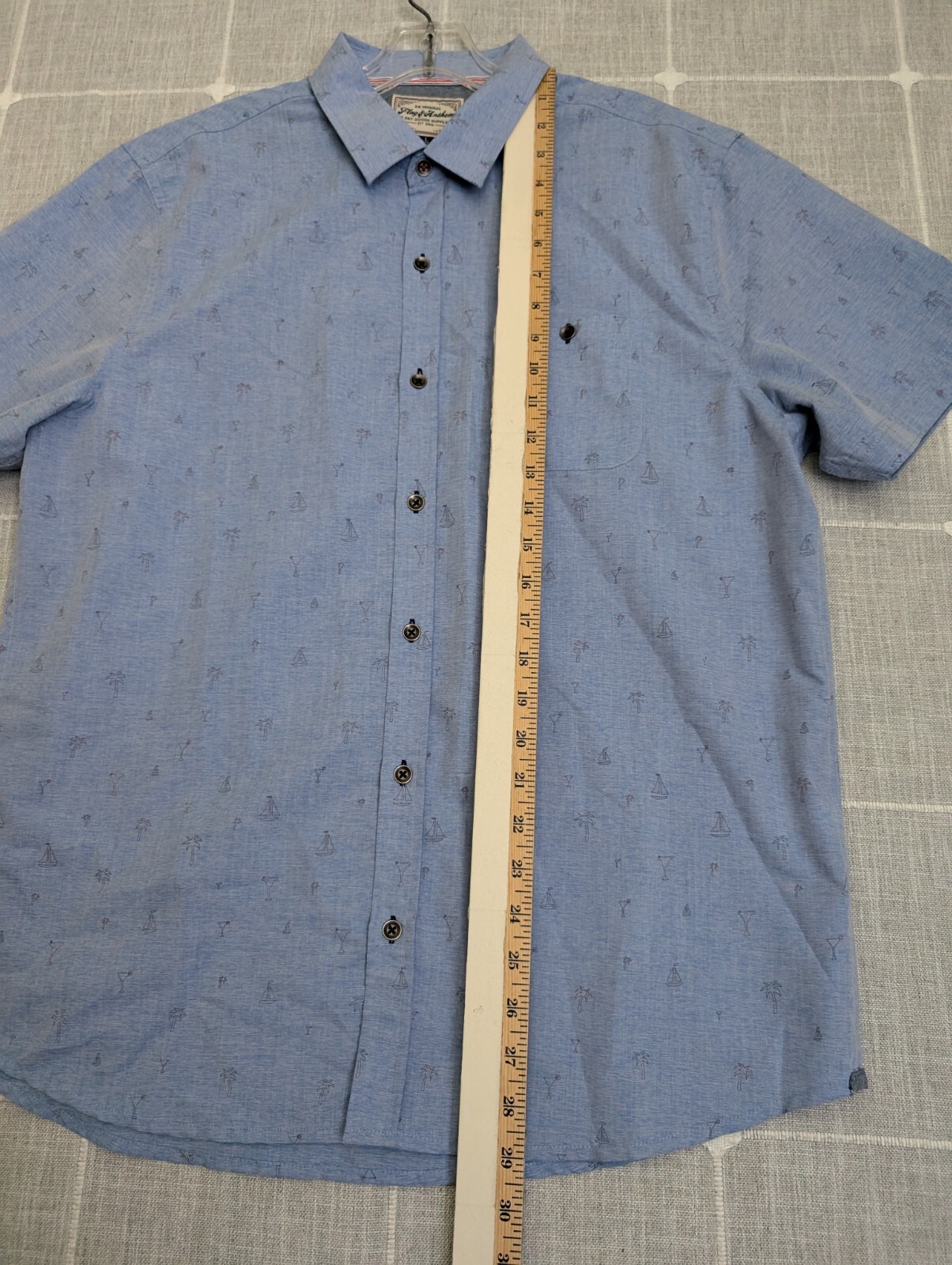 Flag & Anthem Shirt Mens Large Blue Palms Trees Short Sleeve Button Up Casual gallery