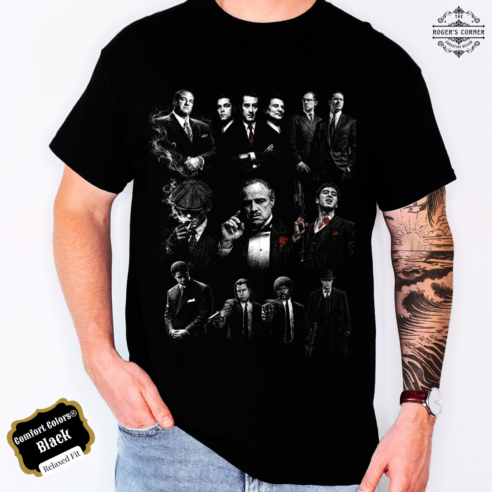 Gangster Legends mix Tee | Mafia characters inspired | Classic movie 80s 90s fan gallery