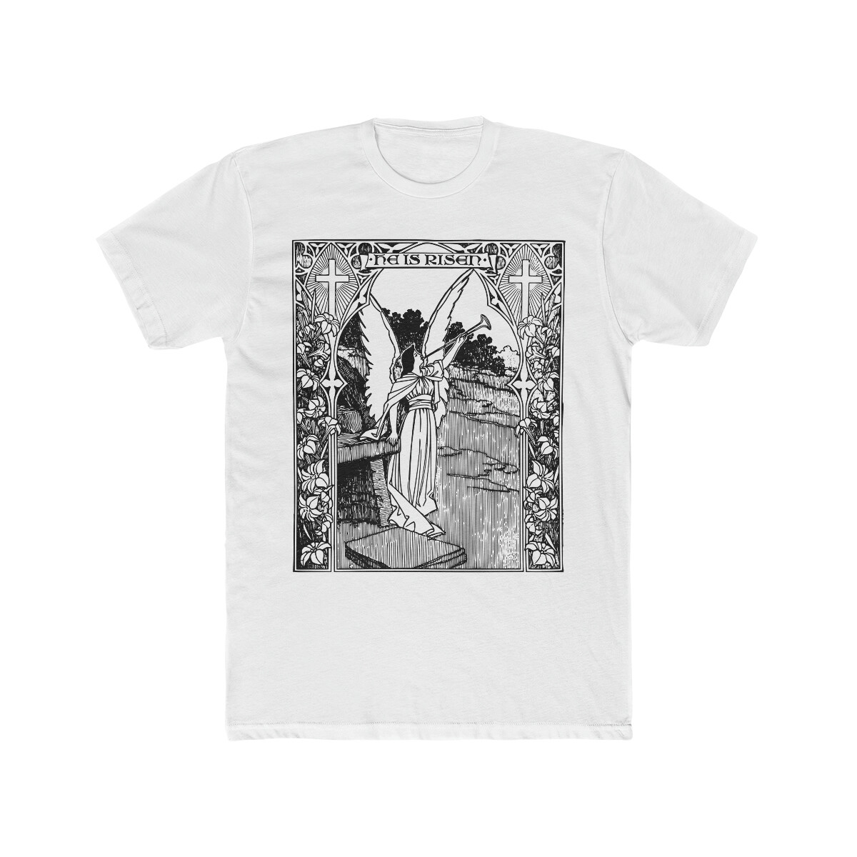 Christian Tshirt Christ He is Risen Angel Tshirt Angel Gift for Dad Mom gallery