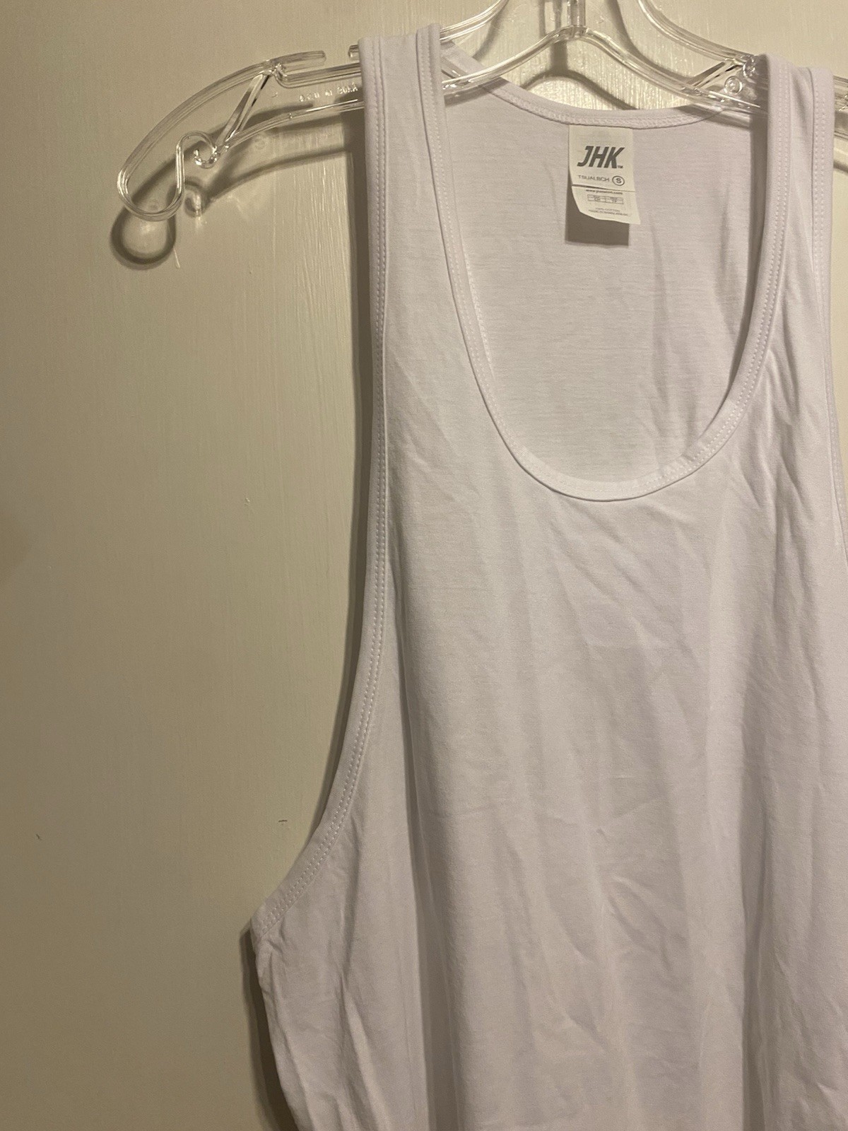JC DISTRO Men's Tank Top Racerback Deep cut arms White Size Small NWOT gallery