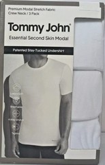 TOMMY JOHN SECOND SKIN MODAL CREW NECK STAY TUCKED UNDERSHIRT 3 PACK WHITE XL