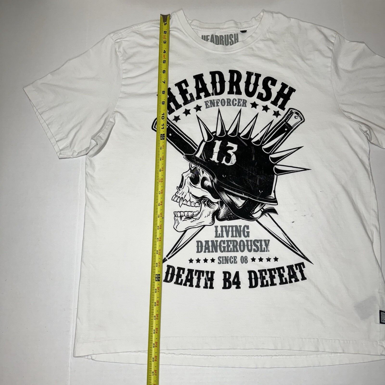 Headrush T-Shirt Mens 2XL Death B4 Defeat White Cotton Enforcer gallery