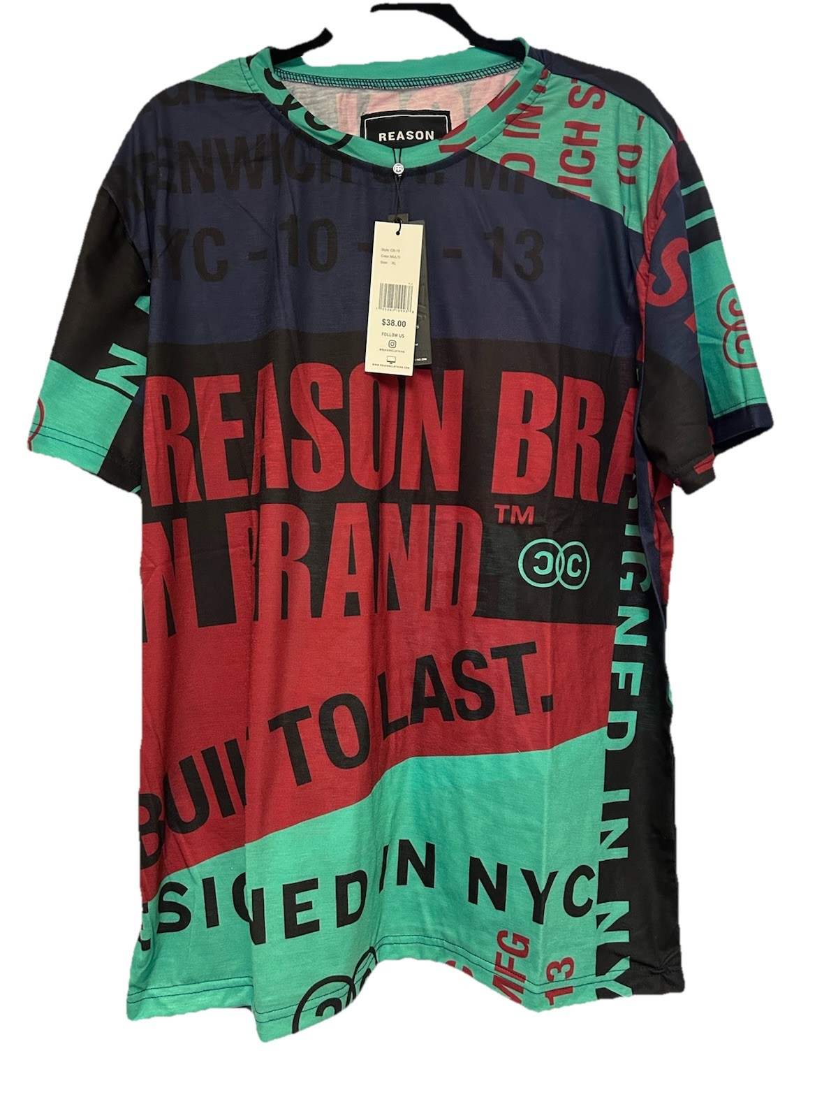 Reason Brand All Over Graphic T-Shirt Men's Size XL Multi Colors Unisex NWT gallery