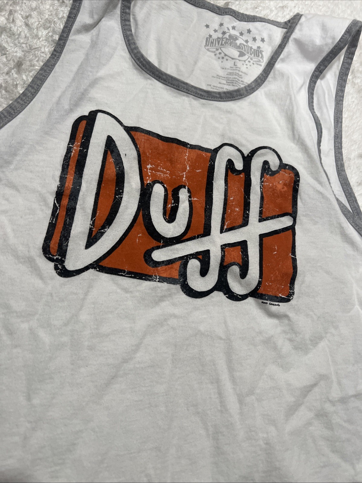 Universal Studios The Simpsons Duff Bear Large White Tank Top gallery