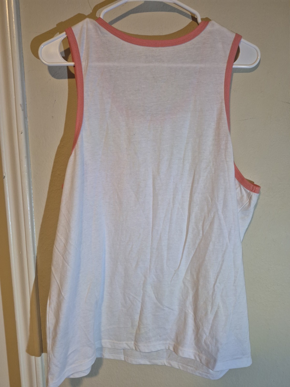 Blue Crown Men's White Tank Top Pink Trim Pocket Scoop Neck Sleeveless S gallery