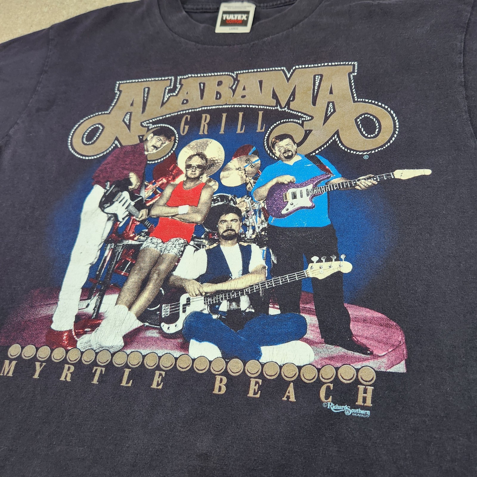 Vintage 90s Alabama Band Tee Shirt Adult Large Myrtle Beach Grill Black Tultex gallery