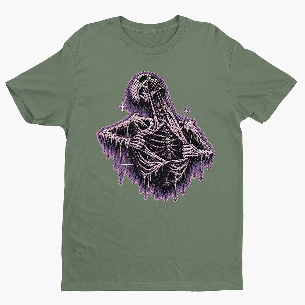 Retro Skeleton Ripping Rip Cage 90s Unisex T-shirt | Skull Lover Gifts for Men gallery