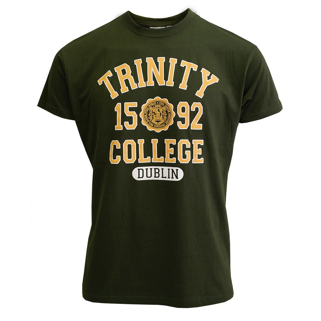 Traditional Craft Ireland Men’s Bottle Green Cotton Trinity College Tee-Shirt