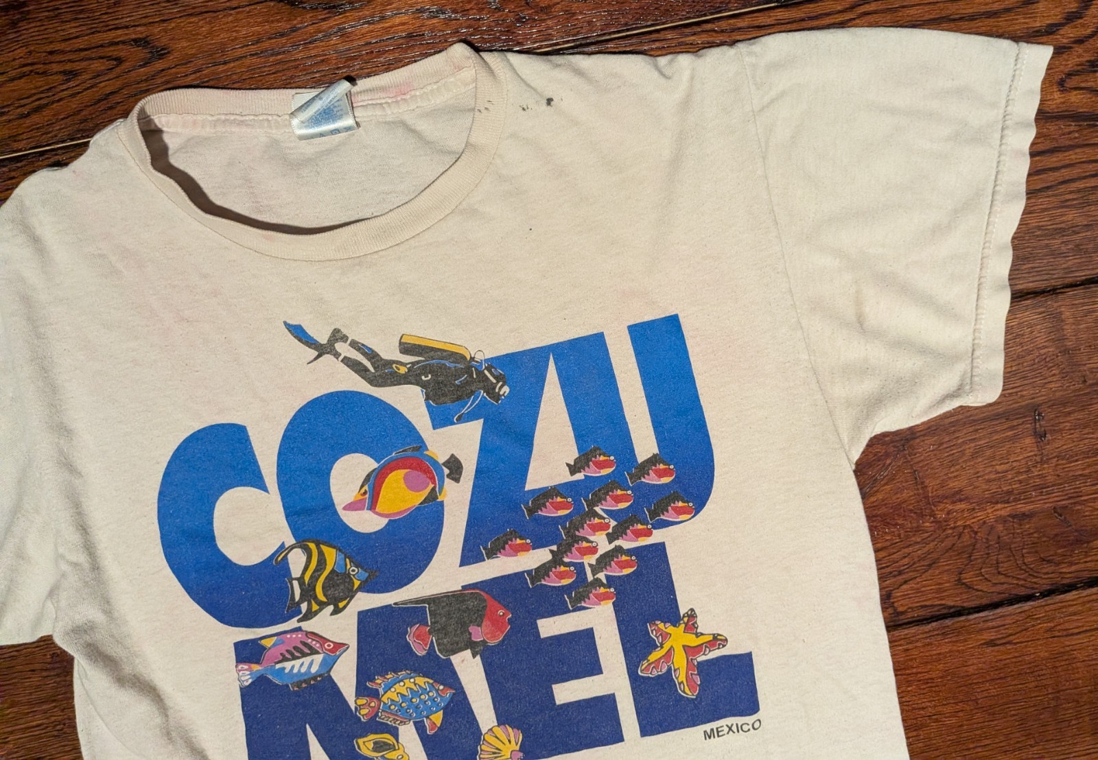 VTG M&O Knits Cozumel Mexico Underwater Diving Snorkling Fish T-Shirt Men's Sz S gallery