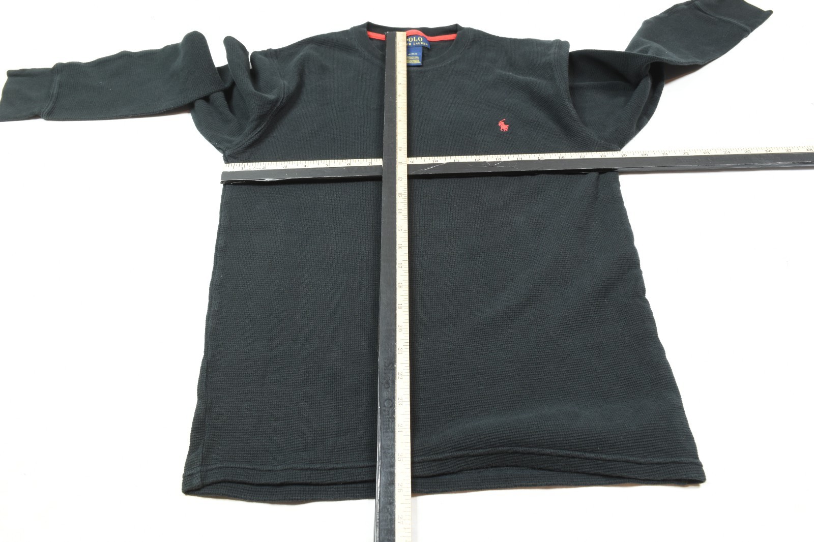 Polo Ralph Lauren Waffle-Knit Thermal Shirt Mens Medium Black Long Sleeve Crew gallery