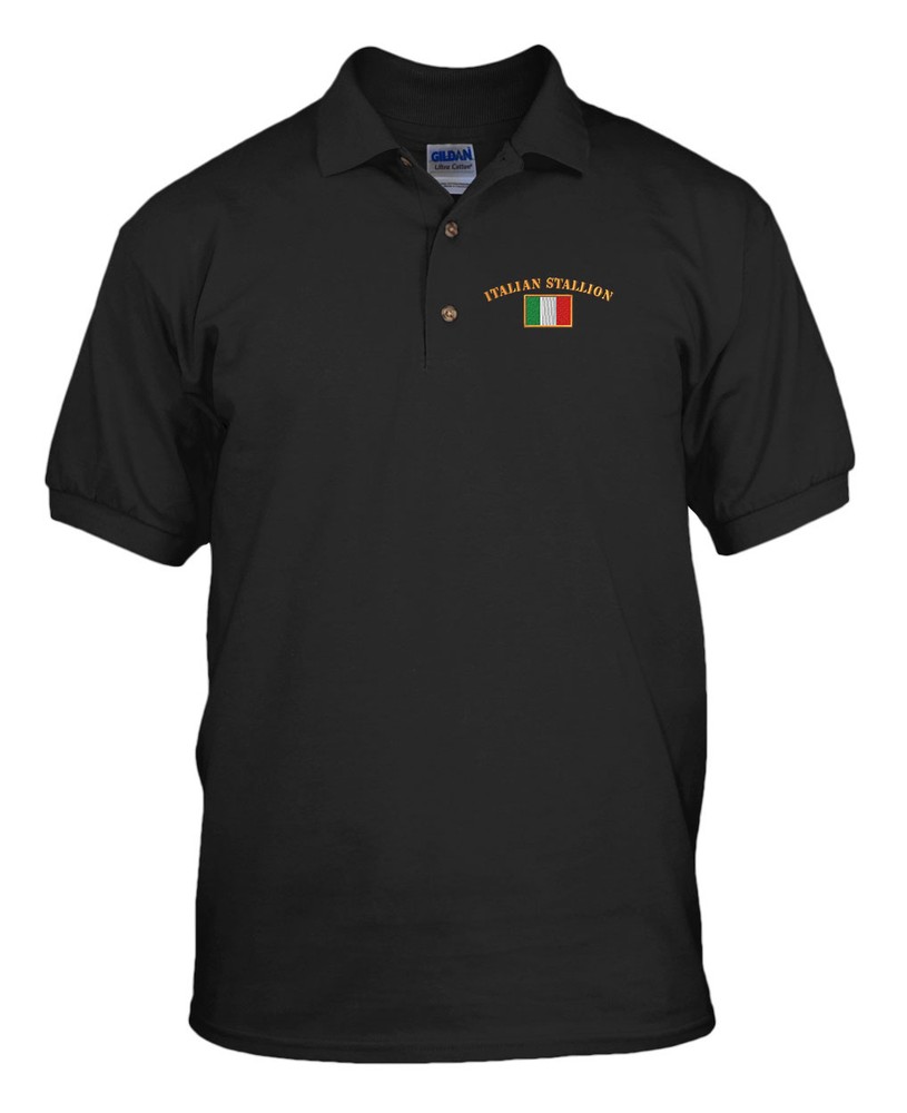ITALIAN STALLION FLAG Embroidery Embroidered Golf Polo Shirt