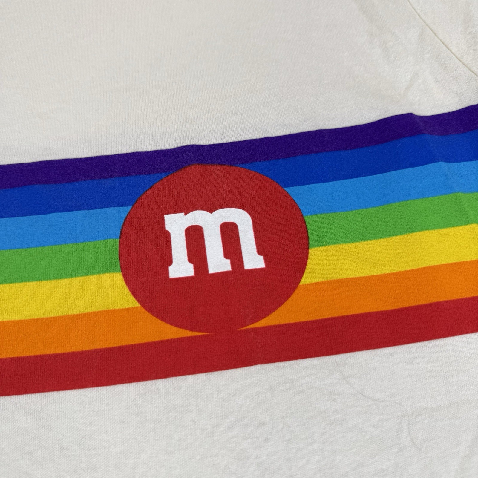 M&Ms Sz L Mars Candy Ringer T-shirt Pride Month Rainbow Retro Style Colorful gallery