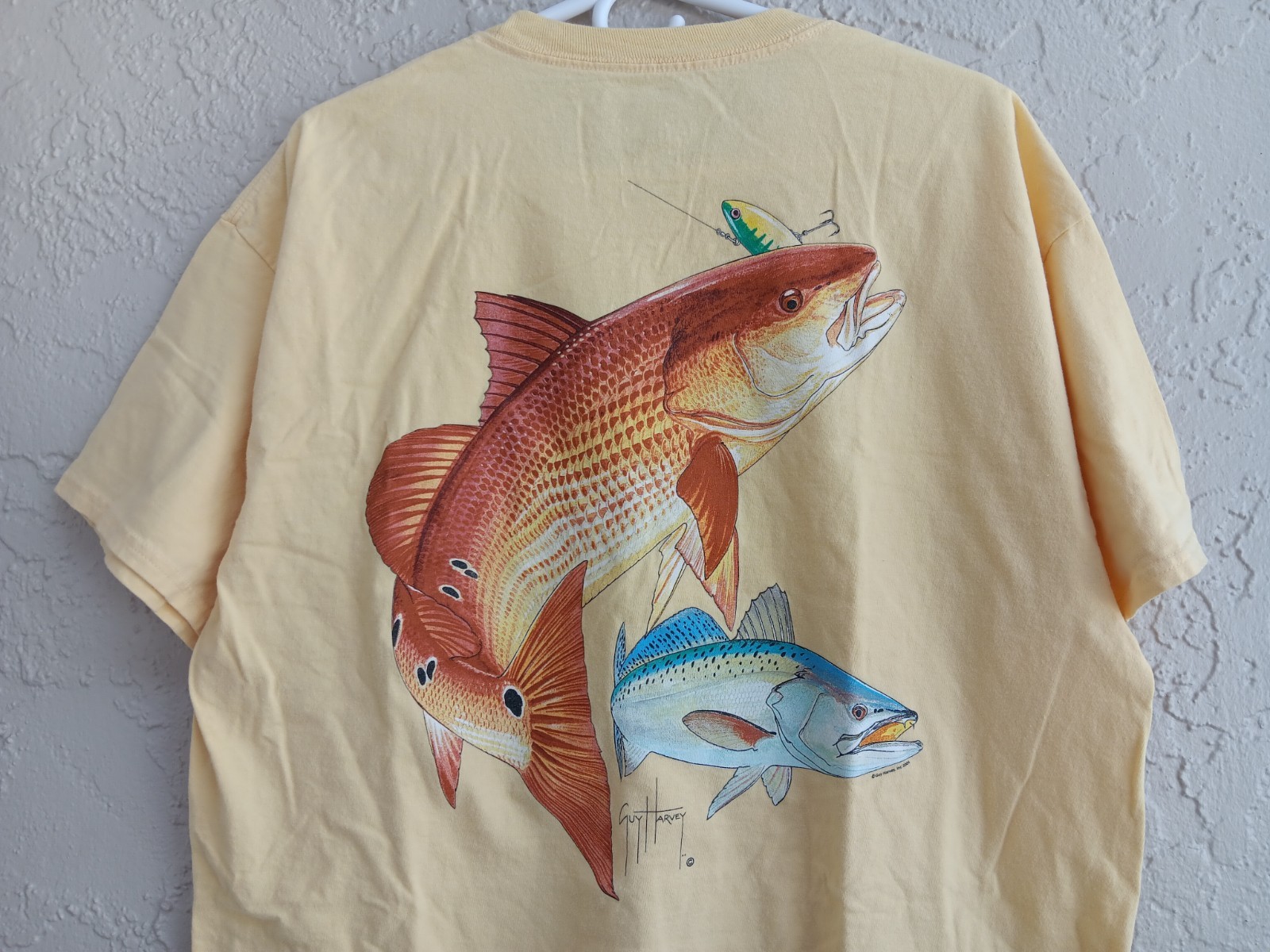 Vtg Guy Harvey By AFTCO Bluewater T Shirt Mens Size XL 2004 Graphic Logo Pocket