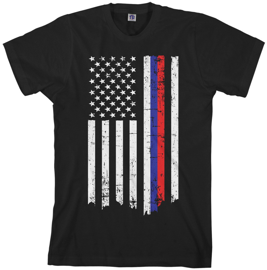 Russian American Flag Men's T-Shirt Half Russian US Pride gallery