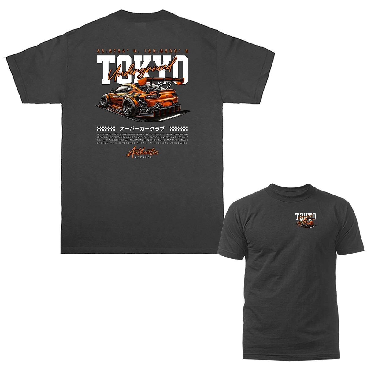 Tokyo Underground Drift Imported Tuned Custom JDM Sports Car Graphic T-shirt gallery