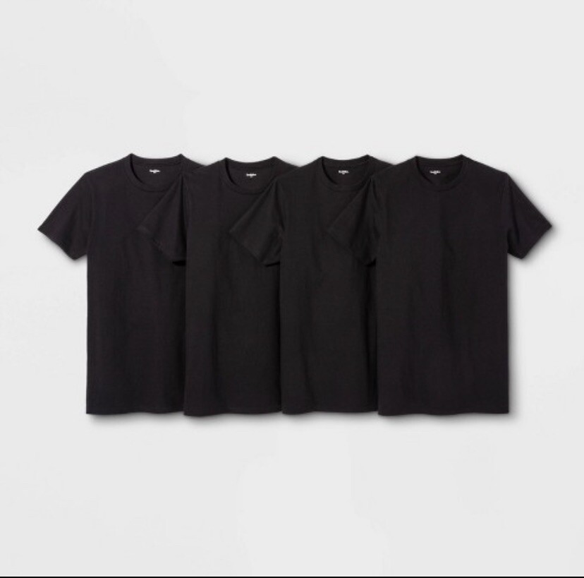 Black Tee Shirt 4 Pack/  Smooth Material And Slim Fit