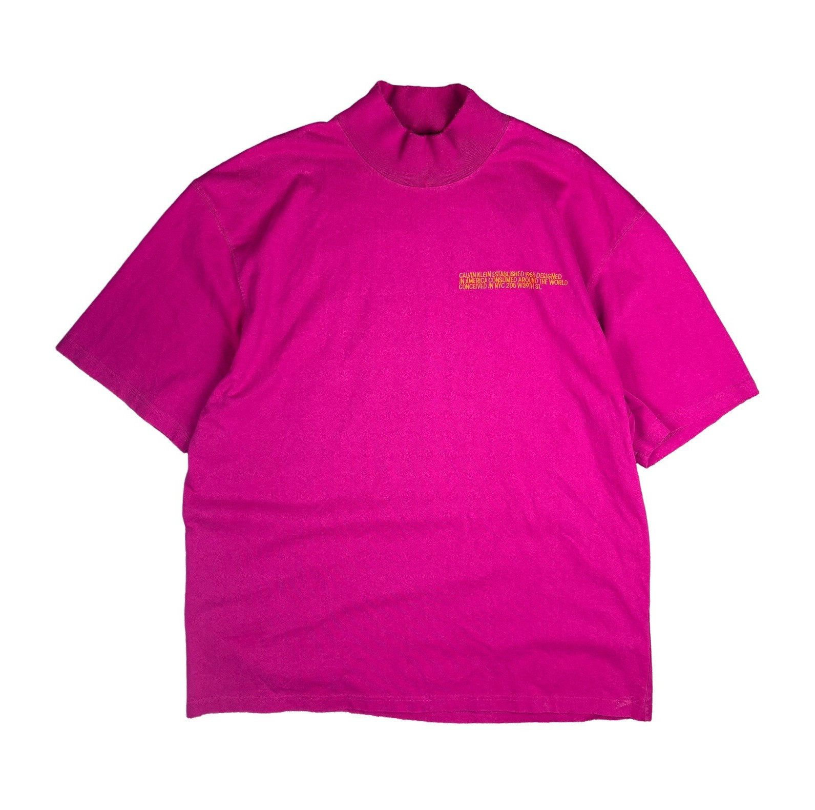 Calvin Klein 205W39NYC Mens Pink Logo Mock Neck Short Sleeve Cotton Knit XL gallery