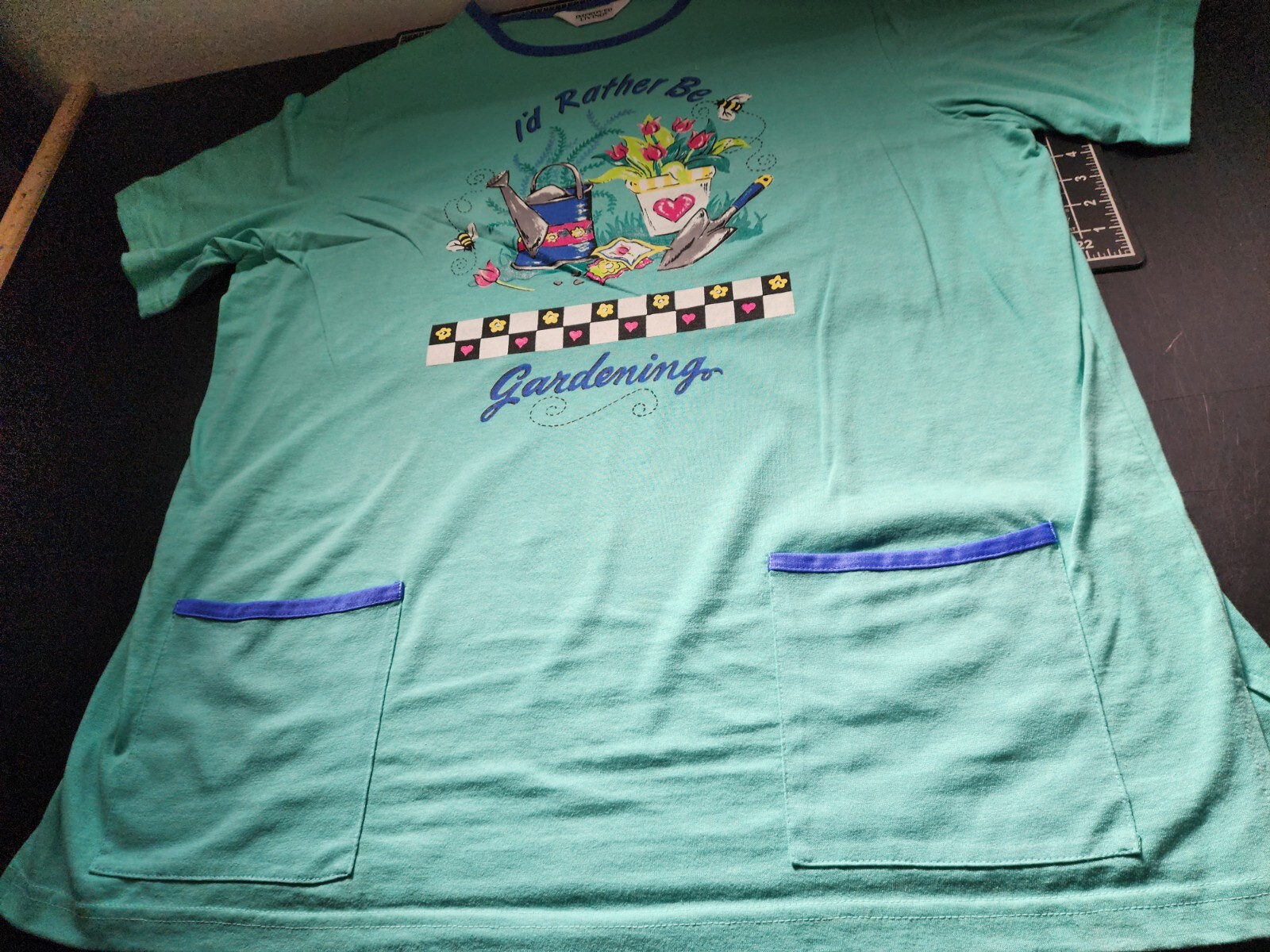 VTG IMPROVED LIVING Women's SIZE 3XL T-SHIRT XXXL Teal "I'd Rather Be Gardening" gallery